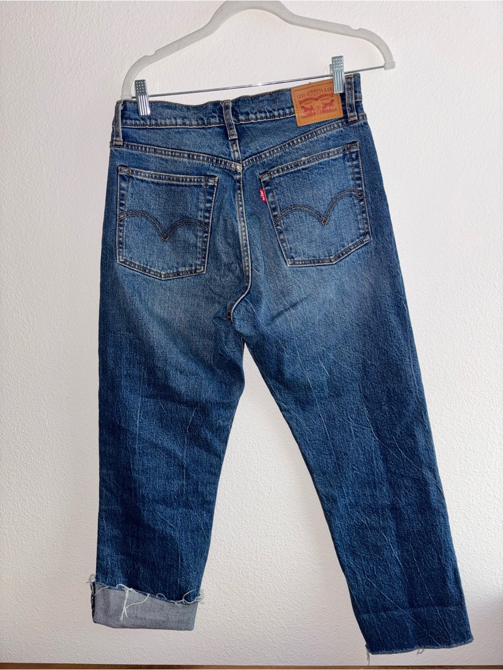 Levi's 501 Original Straight Leg Cropped Raw Hem Jeans Blue Size 29 - Picture 5 of 8